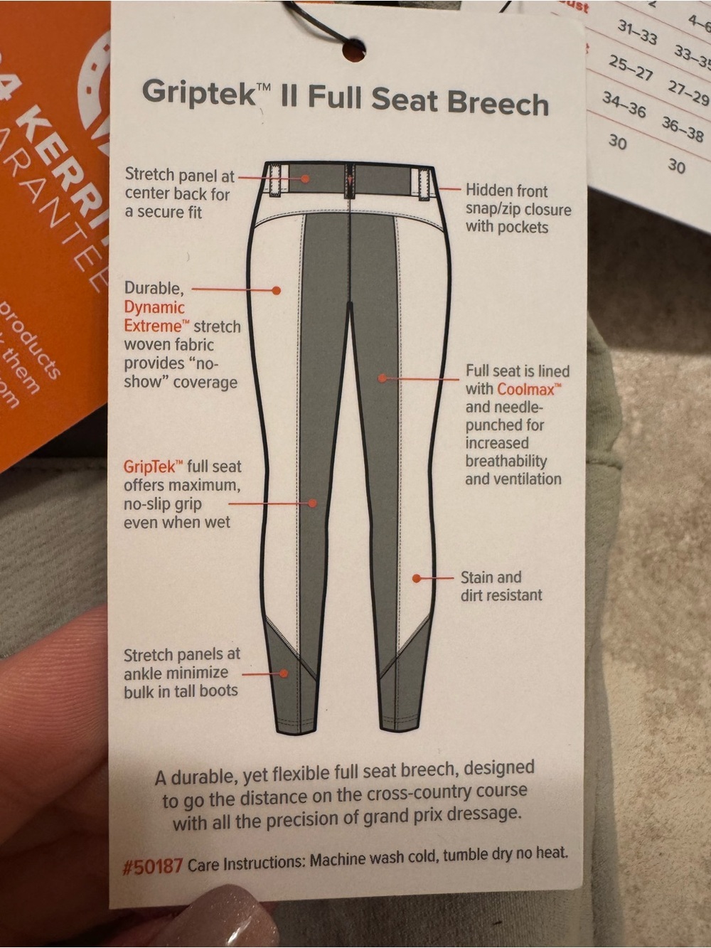 Kerrits griptek 2 full seat breeches size L